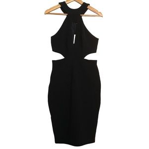 ASOS High Neck Cutout Sexy Black Pencil Dress Size 8